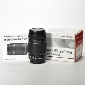 Canon EF-S 55-250mm f/4-5.6 IS II Autofocus APS-C Lens with Box & Manual MINT